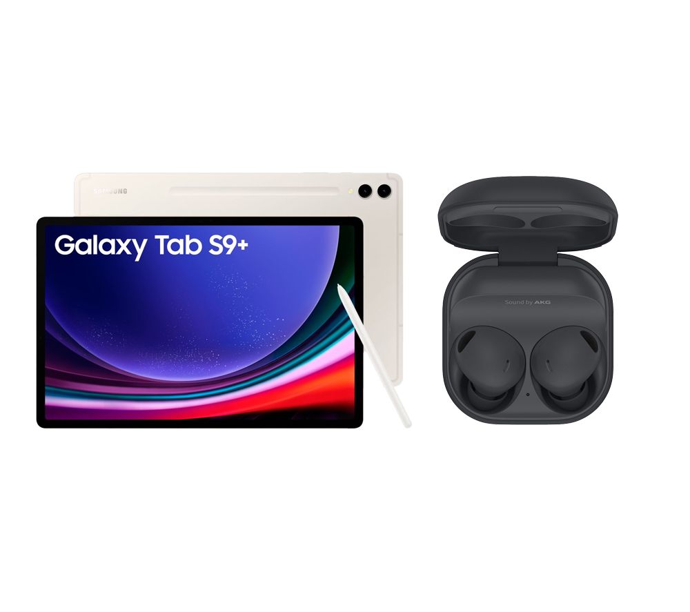 Galaxy Tab S9+ 12.4" Tablet (512 GB, Beige) & Galaxy Buds2 Pro Wireless Bluetooth Noise-Cancelling Earbuds Bundle