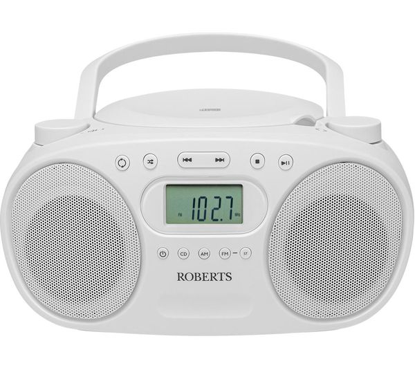 An image of ROBERTS Zoombox FM Portable FM/AM Boombox - White