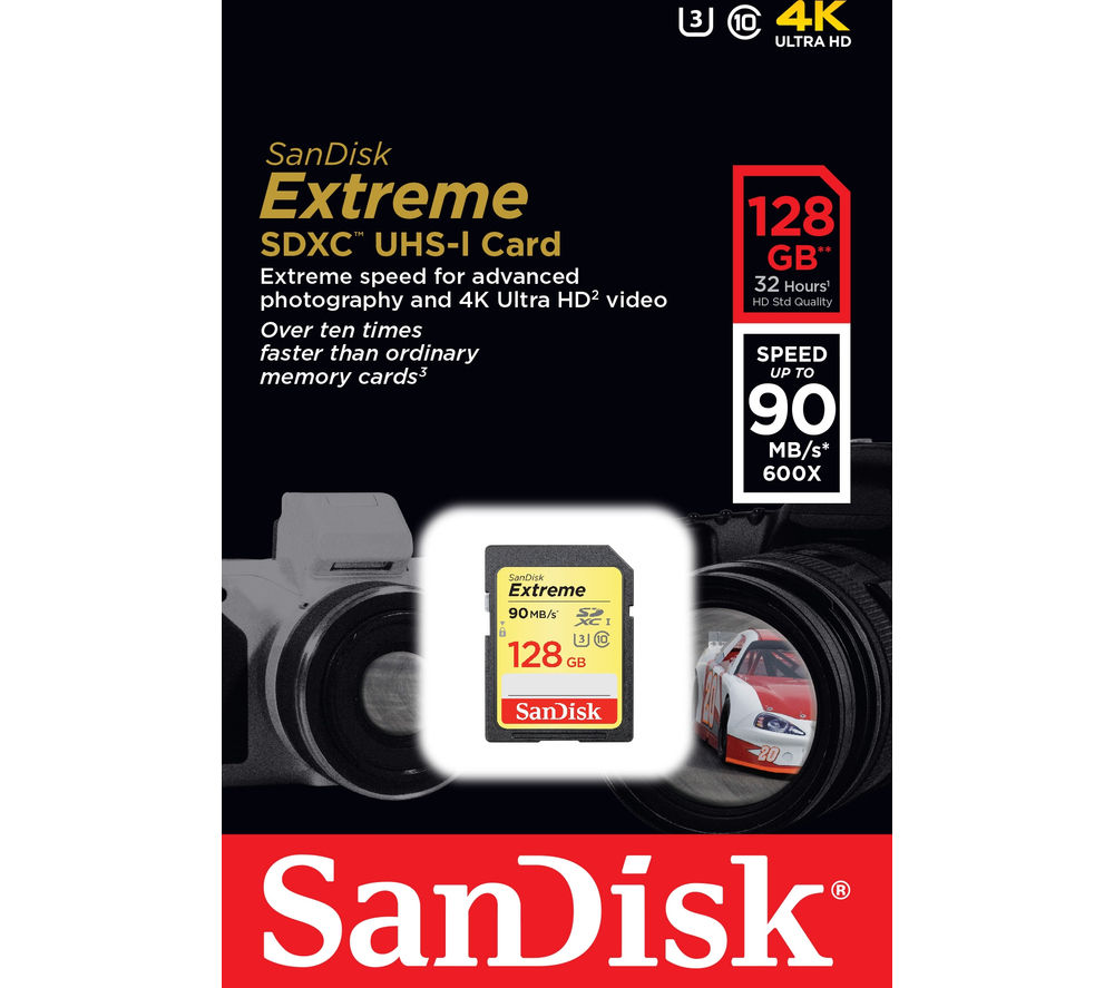 SANDISK Extreme Class 10 SDXC Memory Card - 128 GB