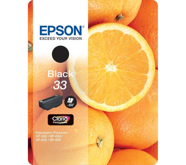 Image of EPSON No. 33 Oranges Black Ink Cartridge