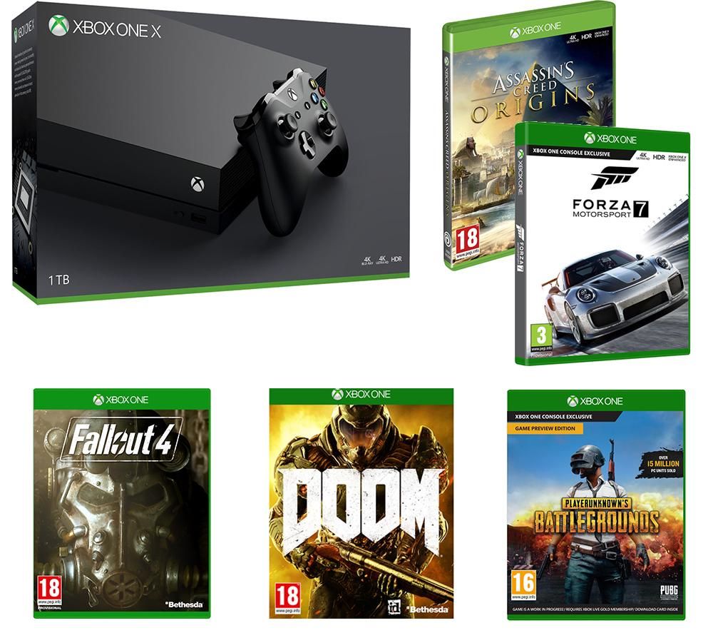 MICROSOFT Xbox One X & Games Bundle