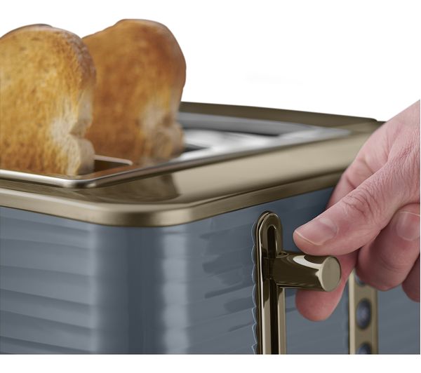 RUSSELL HOBBS Inspire Luxe 24387 4Slice Toaster Grey & Brass Fast