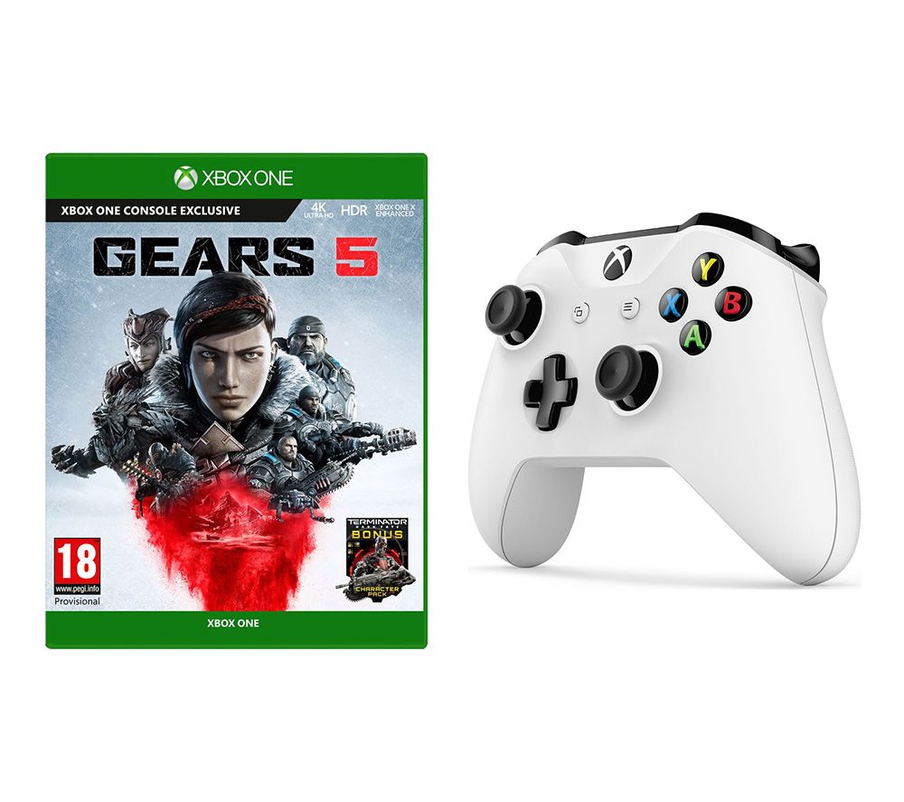 MICROSOFT Gears 5 & Xbox Wireless Controller Bundle - White, White