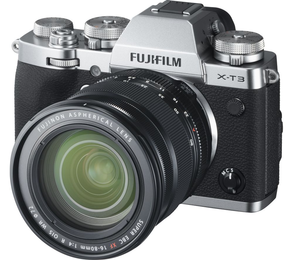 FUJIFILM X-T3 Mirrorless Camera with FUJINON XF 16-80 mm f/4 R OIS WR Lens - Silver