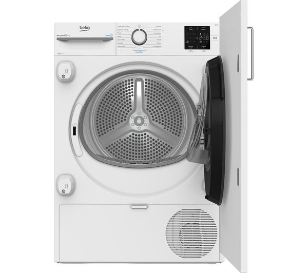 An image of BEKO Pro NTIKP81131W Integrated 8 kg Heat Pump Tumble Dryer - White