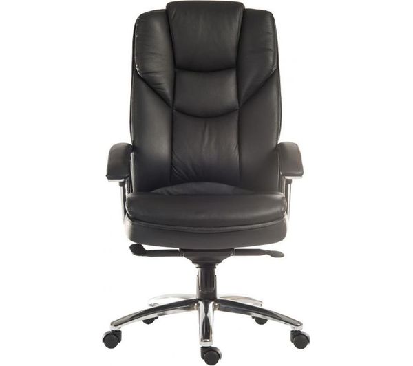 Teknik Skyline Leather Tilting Executive Chair Black Silver