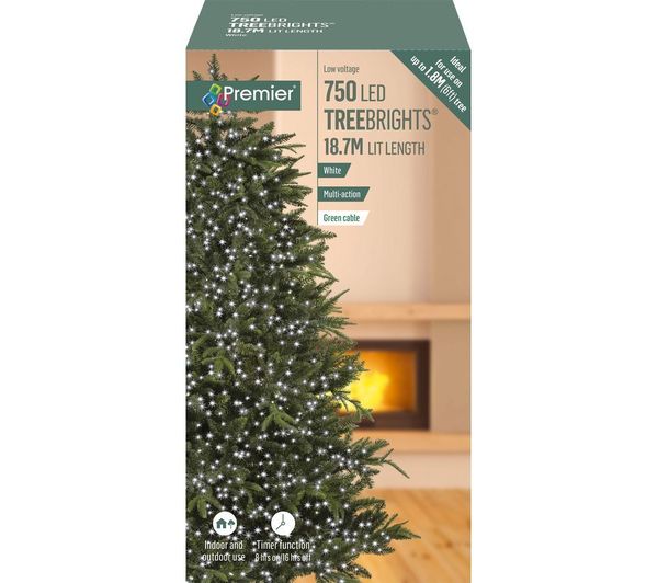An image of PREMIER TreeBrights 750 White LED String Lights with Timer - 18.7 m