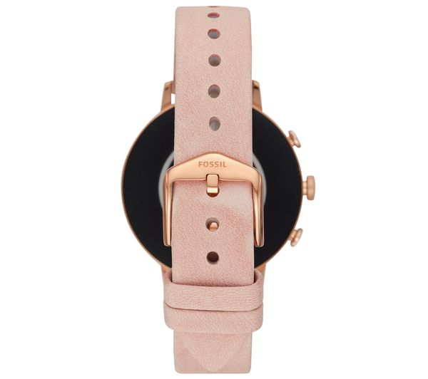 fossil smartwatch rose gold leather band