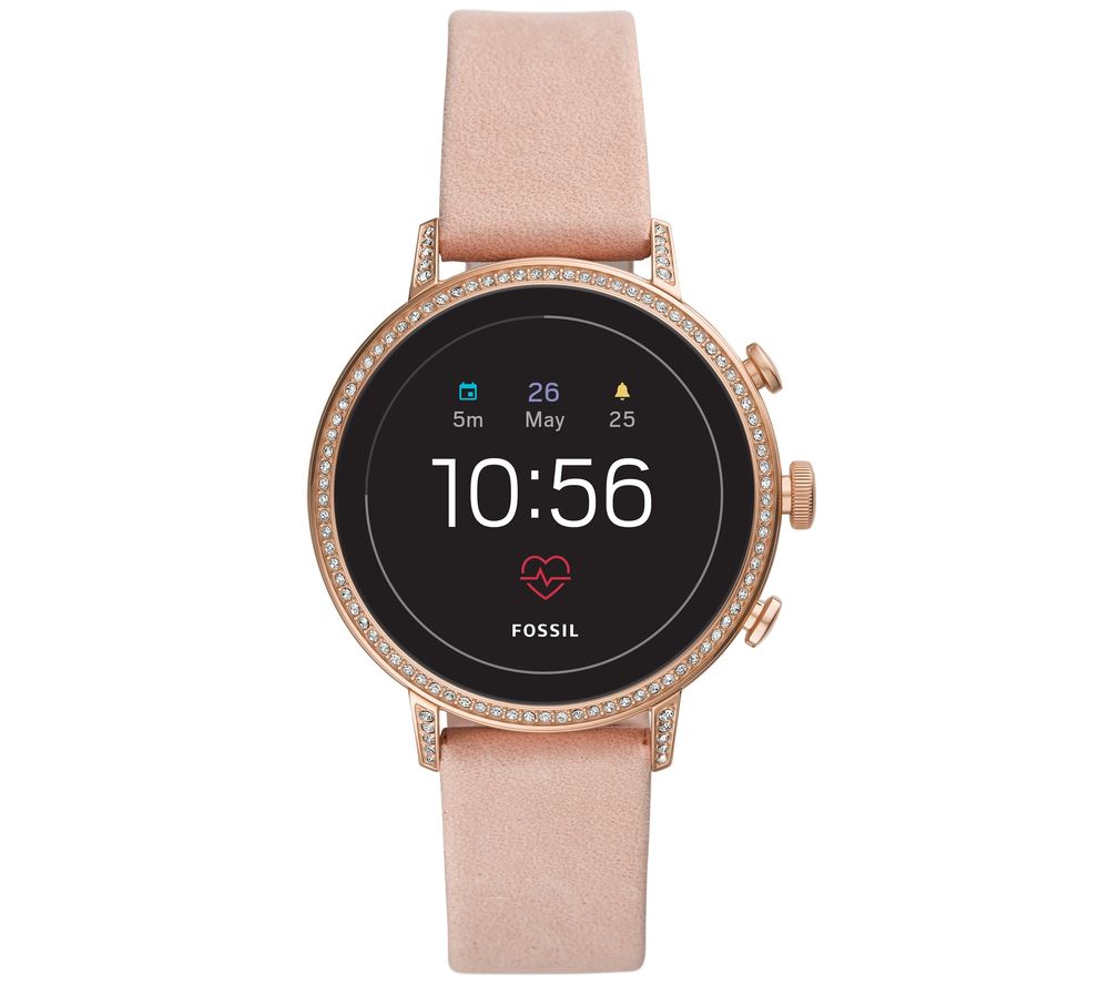 FOSSIL Venture FTW6015 Smartwatch - Rose Gold, Pink Leather Strap, Gold