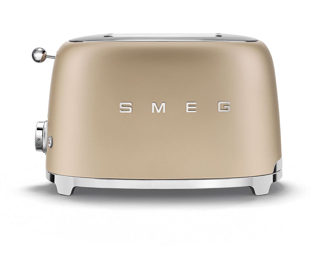 SMEG 50's Retro TSF01CHMUK 2-Slice Toaster - Matt Champagne Fast ...
