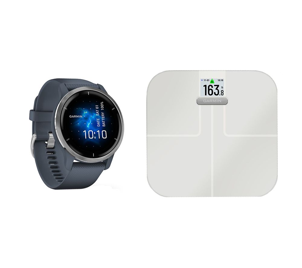 Venu 2 Smartwatch Silver & Index S2 Smart Scale Bundle
