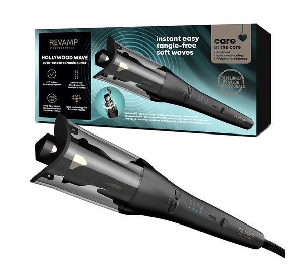Revamp Progloss Hollywood Wave Curl Advanced Shine Automatic Hair Curler Black
