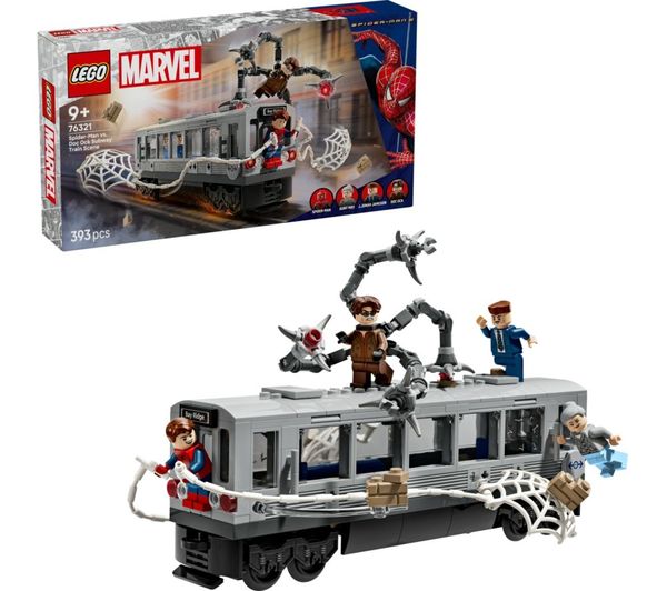 An image of LEGO Marvel 76321 Spider-Man vs. Doc Ock Subway Train Scene Set