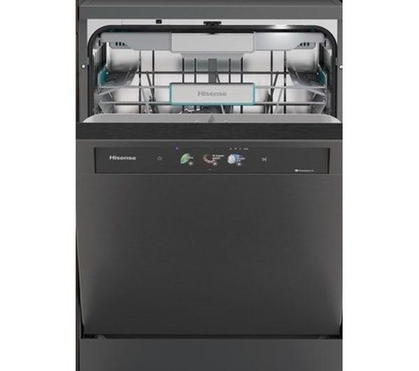 An image of HISENSE Hi9 HS693A90ADBX Full-size WiFi-enabled Dishwasher - Black Inox