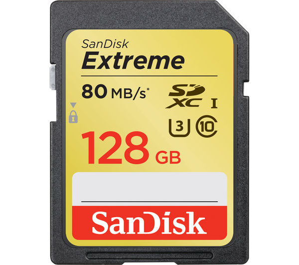 Image of SANDISK Extreme Plus Class 10 SDXC Memory Card - 128 GB