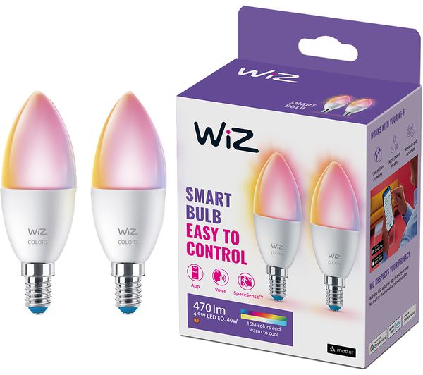 Image of WIZ Colour Smart Candle Light Bulb - E14, Twin Pack