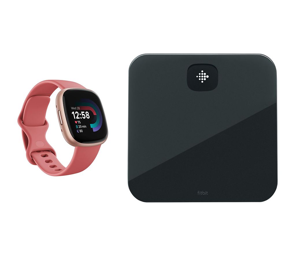 Versa 4 Smart Watch & Aria Air Smart Scale Bundle - Pink Sand & Black