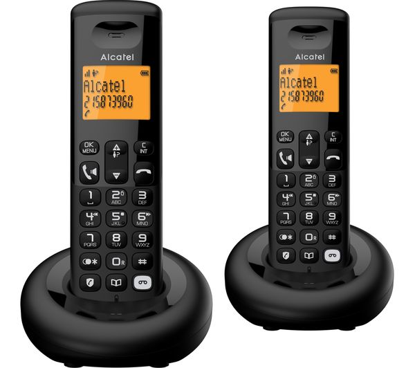 Alcatel E260 Svoice Tam Cordless Phone Twin Handsets Black