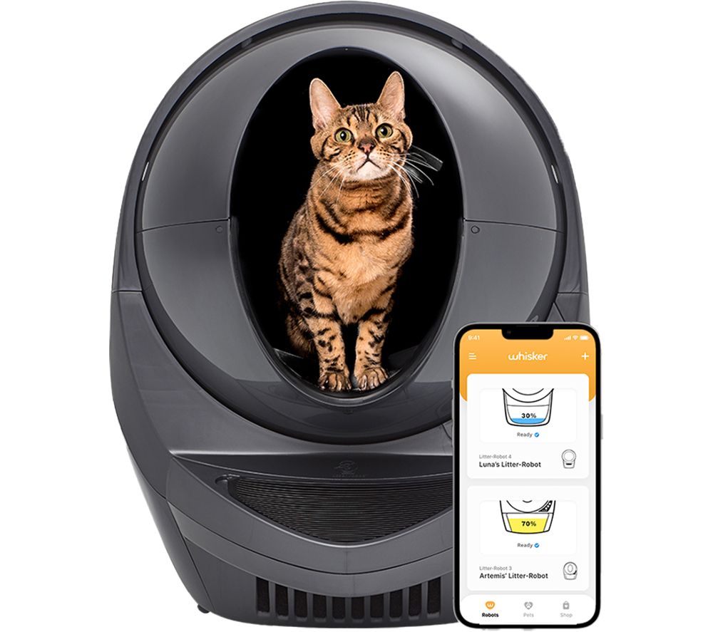 3 Connect Smart Self-Cleaning Cat Litter Tray - Dark Grey