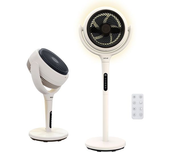 AIRCRAFT HOME LUME Quiet Air Circulator 8" Pedestal Fan - Stone White
