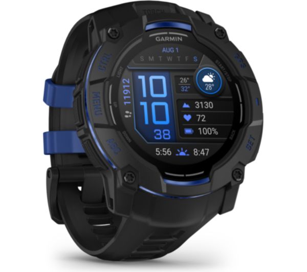 Garmin Instinct 3 Amoled Smart Watch 50 Mm Black With Bolt Blue Silicone Band Garmin Instinct 3 Amoled Smart Watch 50 Mm Black With Bolt Blue Silicone Band