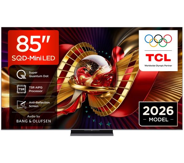 A product from TCL C8L 85" SQD-Mini LED 4K HDR Smart Google TV - 85C8L-UK, ONE FOR ALL WM5650 Full Motion 42-100" TV Bracket, and SANDSTROM S150AVC20 Screen Cleaner