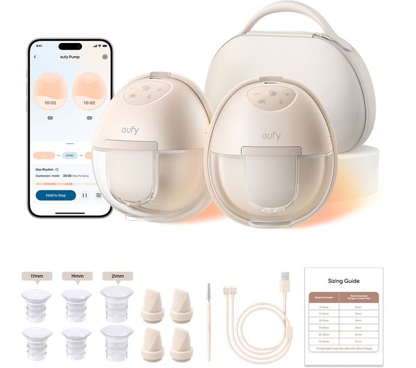 An image of EUFY S1 Pro Wearable Heated Electric Breast Pump - Brown