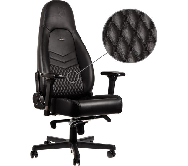 ICON Leather Gaming Chair - Black, Black
