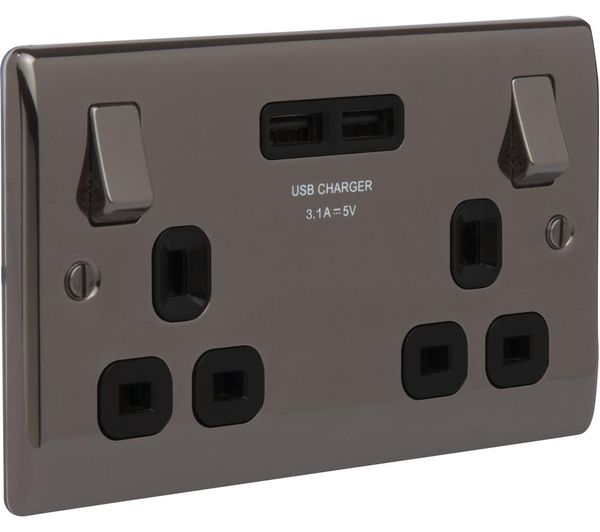 Buy BG ELECTRICAL Decorative NBN22U3B01 Switched Power Socket Black