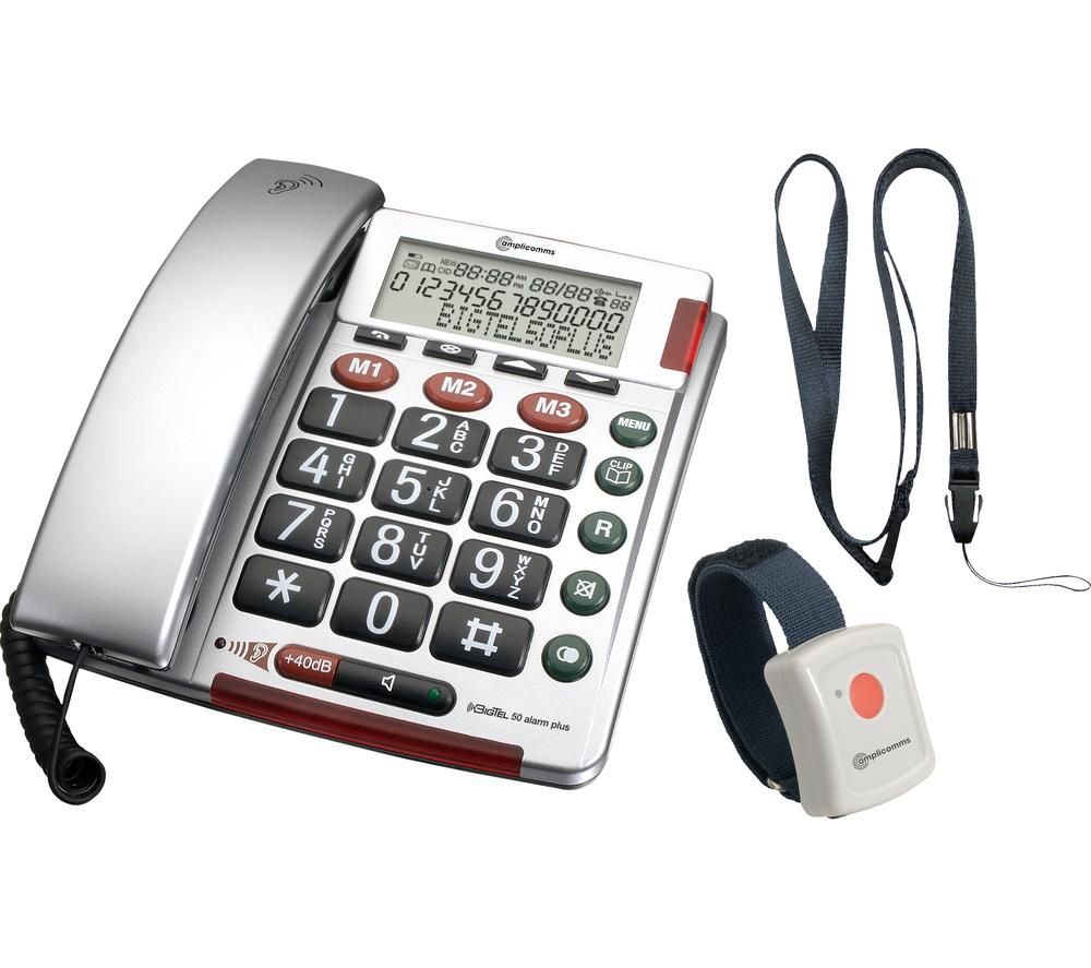 AMPLICOMMS BigTel 50 Alarm Plus Corded Phone - Silver