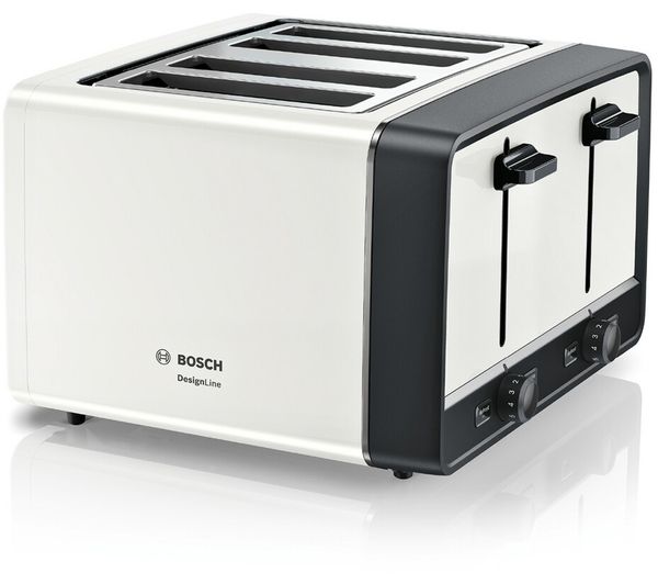 Bosch Designline Ergo Tat5p441gb 4 Slice Toaster White