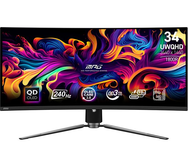 MSI MPG 341CQPX Quad HD 34" Curved Quantum Dot Gaming Monitor - Black