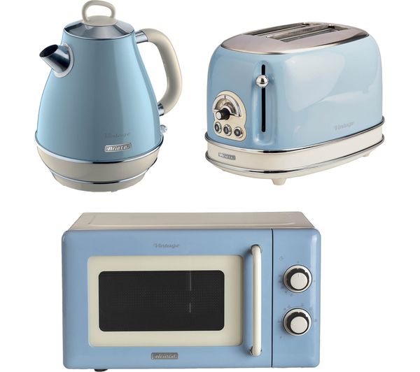 Ariete Vintage Arpk60 Microwave Jug Kettle 2 Slice Toaster Bundle Blue