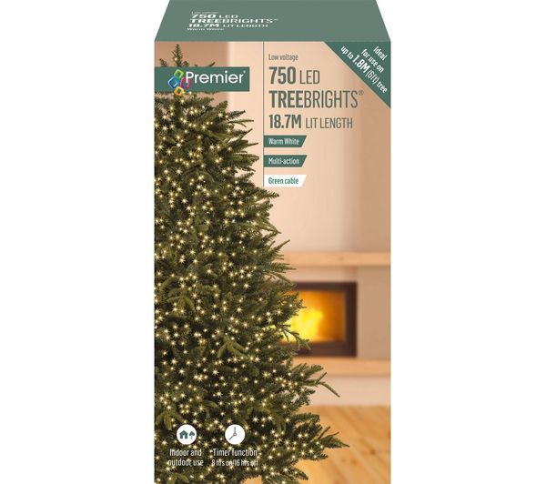 An image of PREMIER TreeBrights 750 Warm White LED String Lights with Timer - 18.7 m