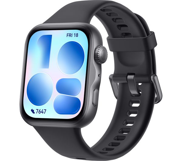 An image of HUAWEI Watch Fit 5 - Black Aluminium Alloy with Black Fluoroelastomer Strap