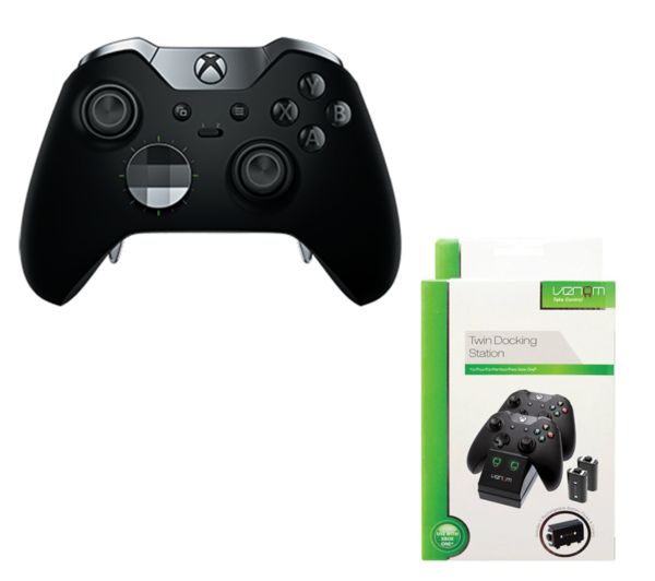 MICROSOFT Xbox Elite Wireless Controller & VS2851 Xbox One Twin Docking Station Bundle