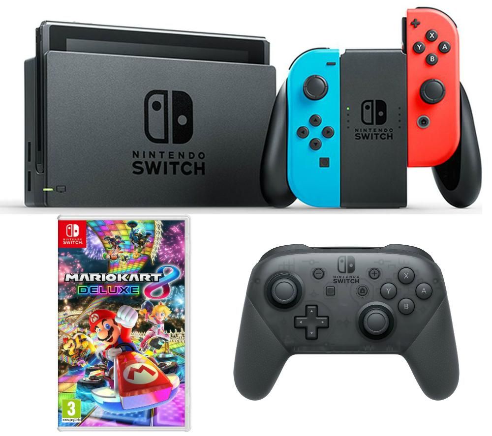 Buy NINTENDO Switch Neon Red, Mario Kart 8 Deluxe & Switch ...