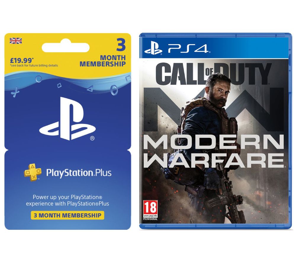 PS4 Call of Duty: Modern Warfare (2019) & PlayStation Plus 3 Month Subscription Bundle