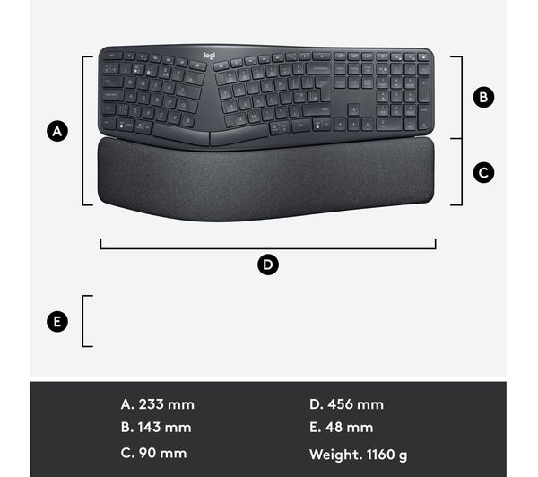 LOGITECH ERGO K860 Wireless Keyboard - Graphite - 920-010107