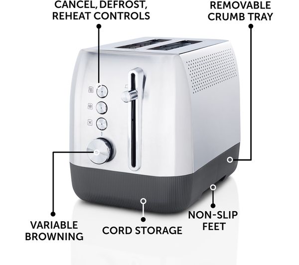 2124662 BREVILLE Edge VTT981 2Slice Toaster Brushed Stainless