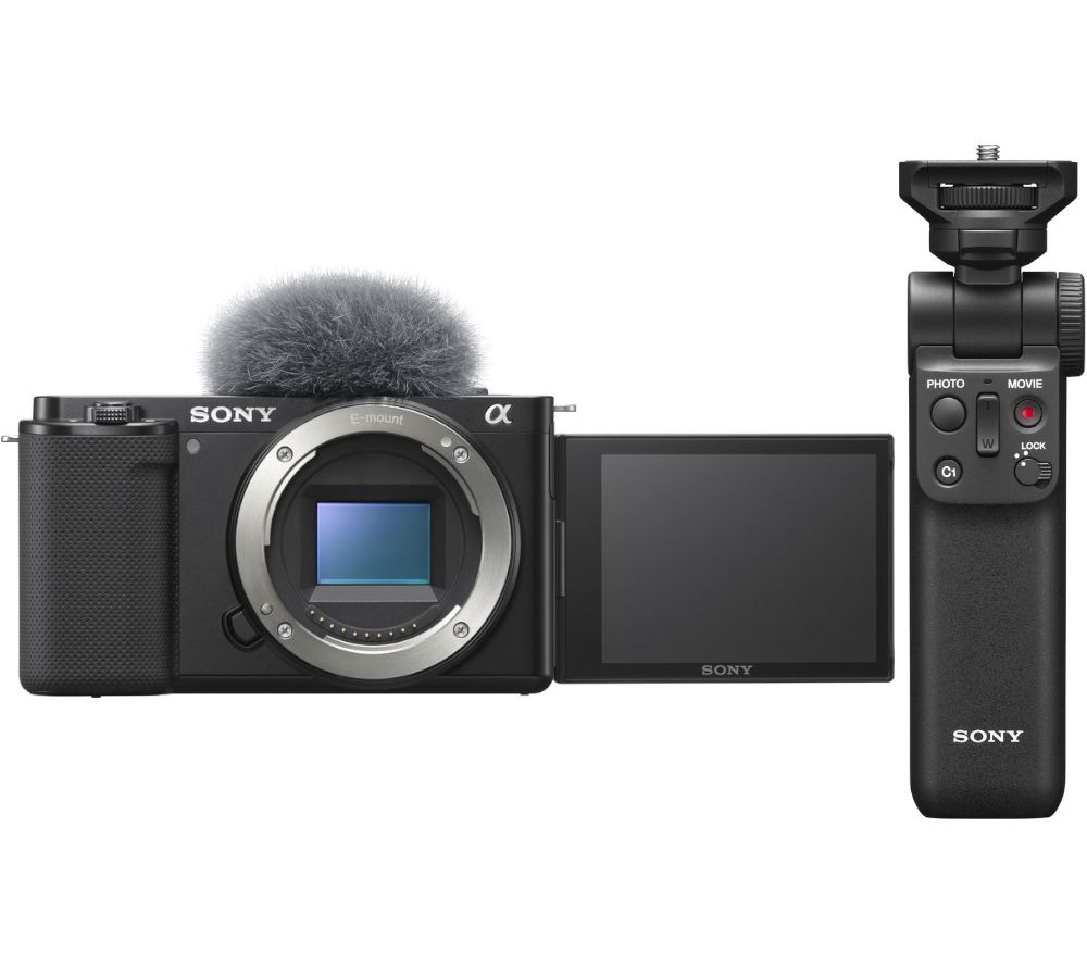 ZV-E10 Mirrorless Vlogging Camera & GP-VPT2BT Shooting Grip Bundle - Body Only