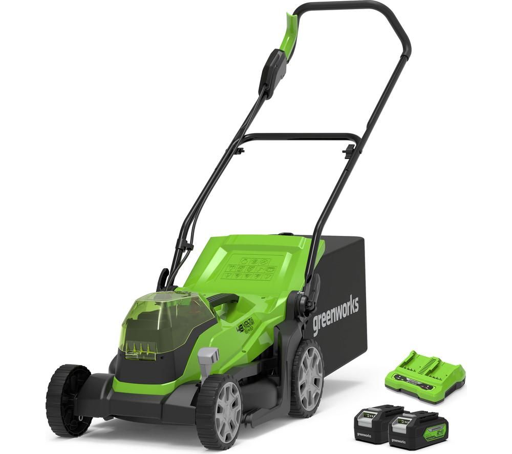 GWG24X2LM36K4X Cordless Rotary Lawn Mower with 2 Batteries - Black & Green