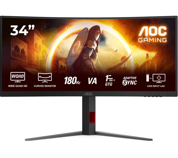 Aoc Cu34g4 Wide Quad Hd 34 Curved Va Gaming Monitor Black