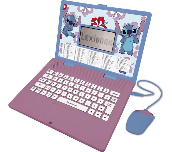 An image of LEXIBOOK Bilingual Spanish & English Educational Laptop - Disney Stitch