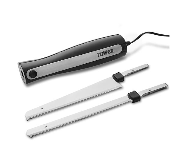 Tower Electric Knife With Fork Black Silver