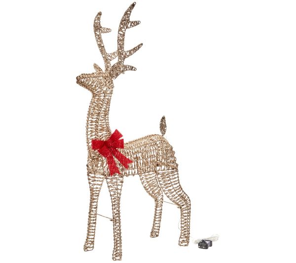 An image of SMART GARDEN Glitter Twist Light Up Christmas Reindeer - 80 cm, Gold