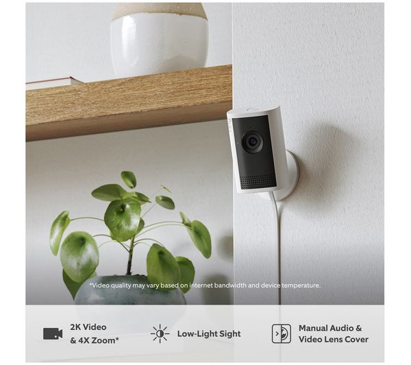 RING Indoor Camera Plus Retinal 2K WiFi Security Camera - White ...