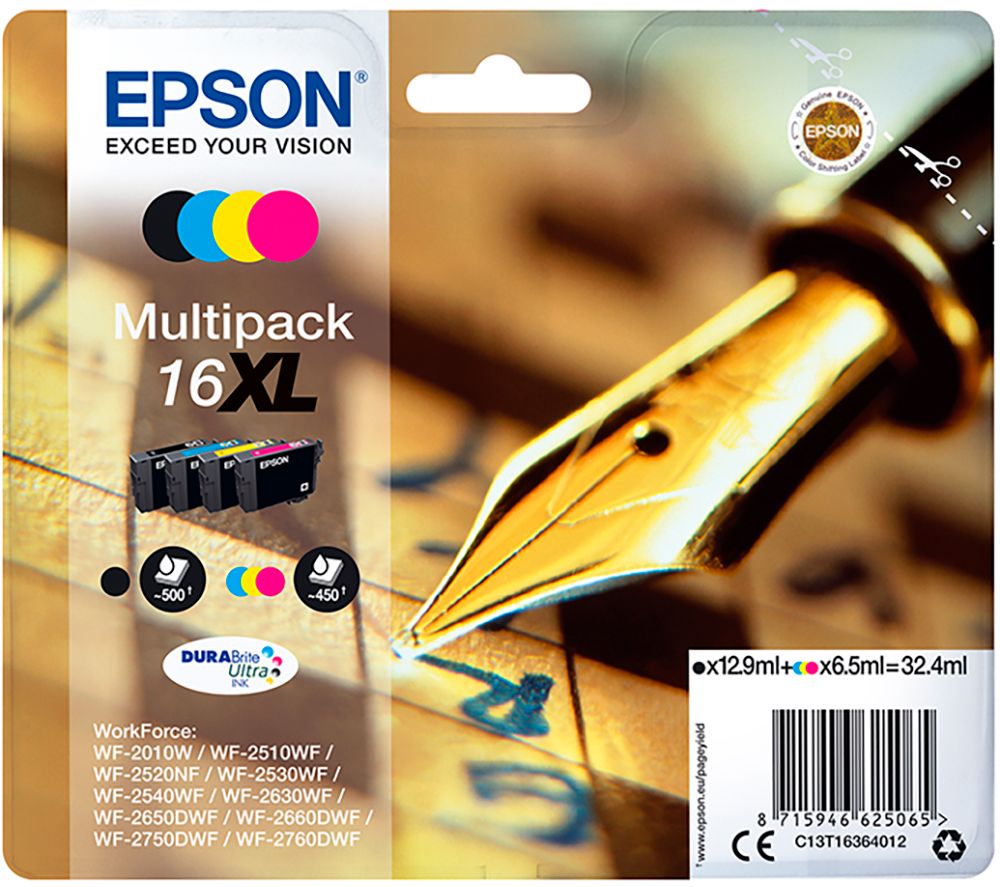 EPSON Pen & Crossword T1636 XL Cyan, Magenta, Yellow & Black Ink Cartridge - Multipack