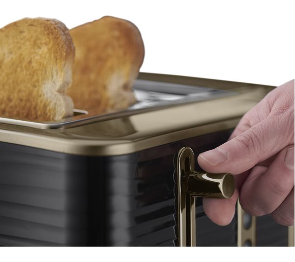 R HOBBS Inspire Luxe 24385 4Slice Toaster Black & Brass Fast