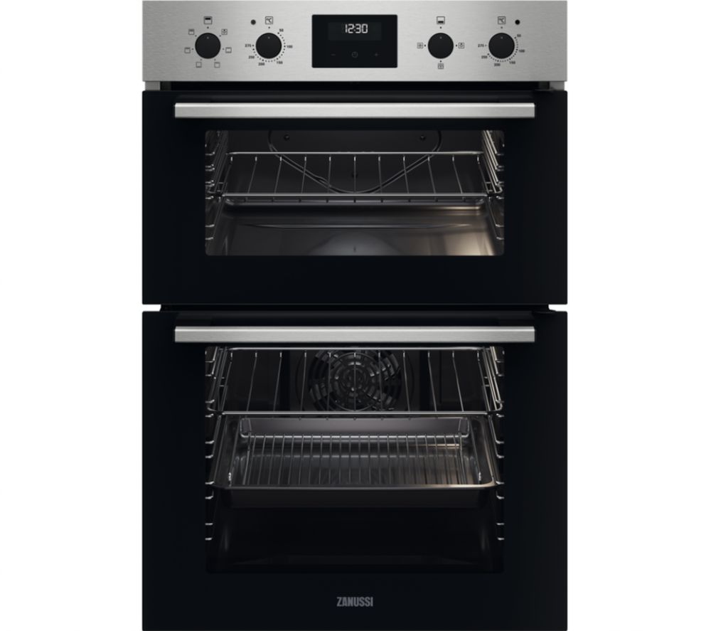 ZANUSSI  FanCook ZKHNL3X1 Electric Built-under Double Oven - Stainless Steel